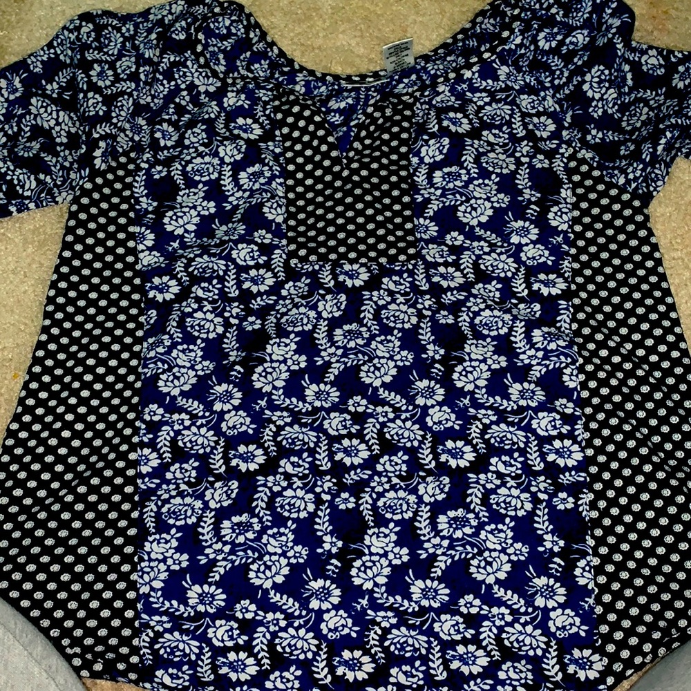 Black and blue pattern blouse